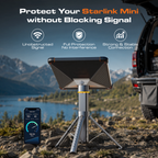 RovEdge Armor Case protecting Starlink Mini at a campsite