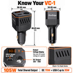 ROVEDGE VC-1 | 105W Car Power Adapter for Starlink Mini